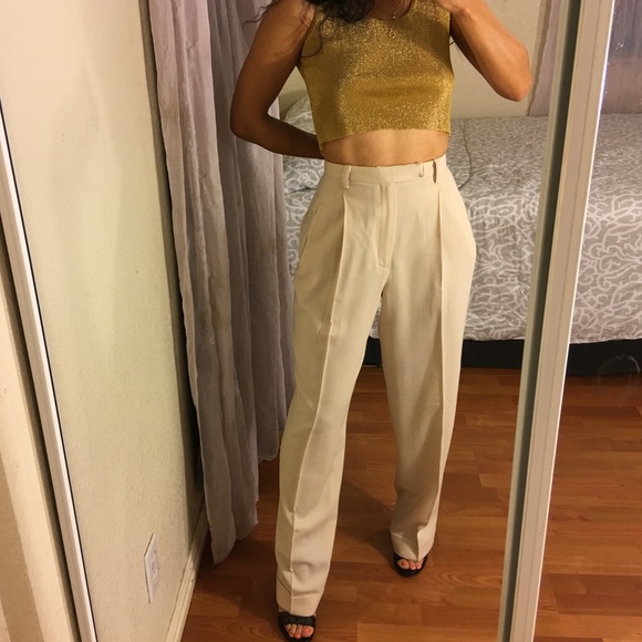 cream high waisted trousers